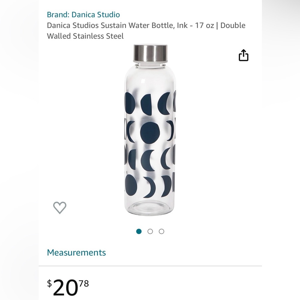 ⭐️ NWT - Danica Glass Water Bottle